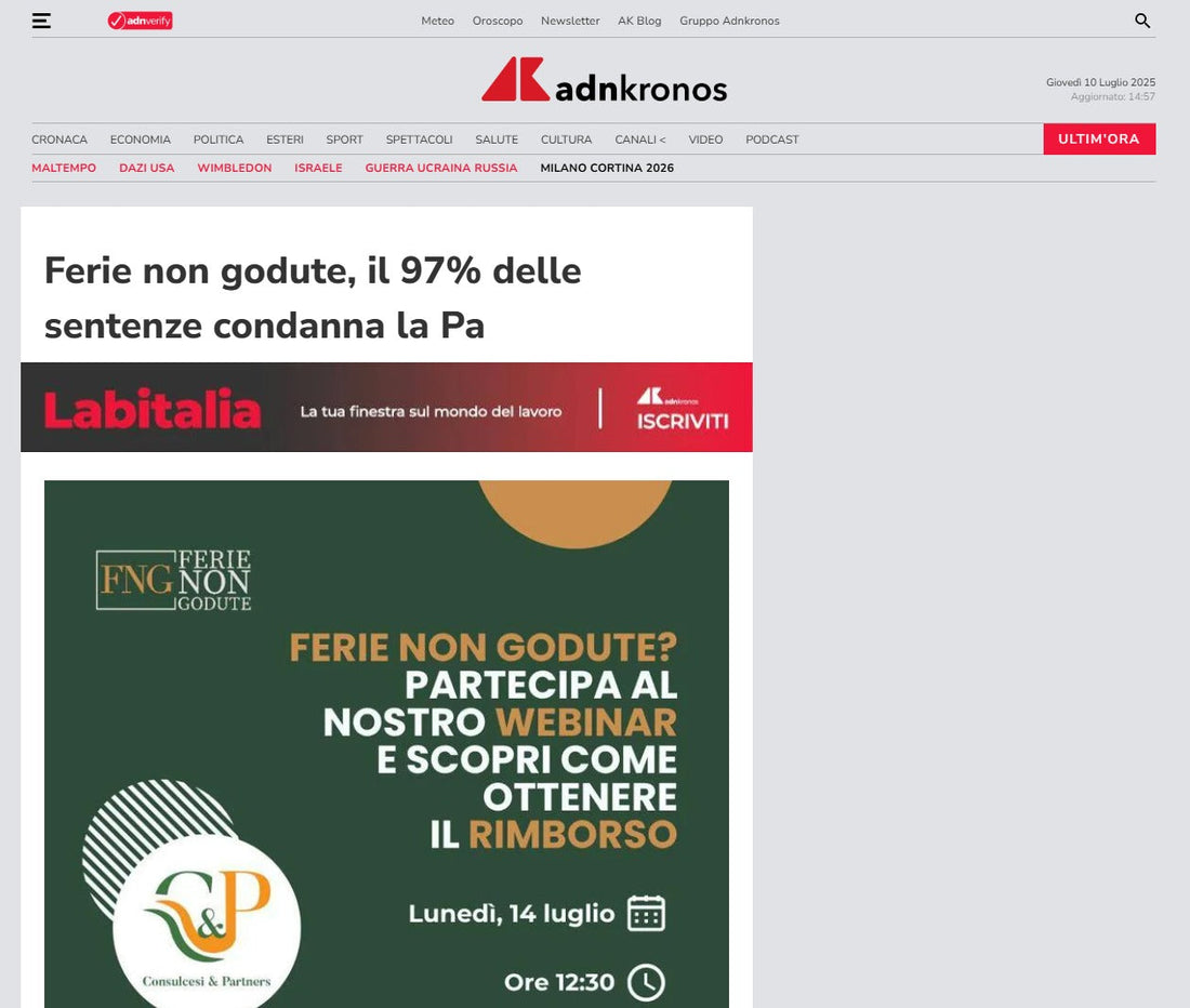 Ferie non godute, il 97% delle sentenze condanna la Pa