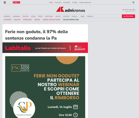 Ferie non godute, il 97% delle sentenze condanna la Pa